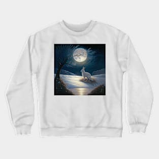 Hare, Pagan Hare, Pagan Art, Moon, Animal, Crewneck Sweatshirt